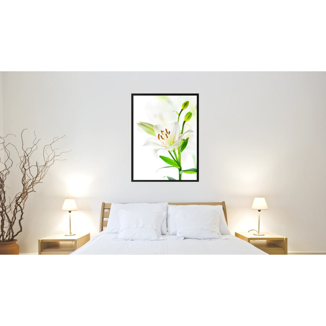 White Lily Flower Framed Canvas Print  Wall Art Image 2