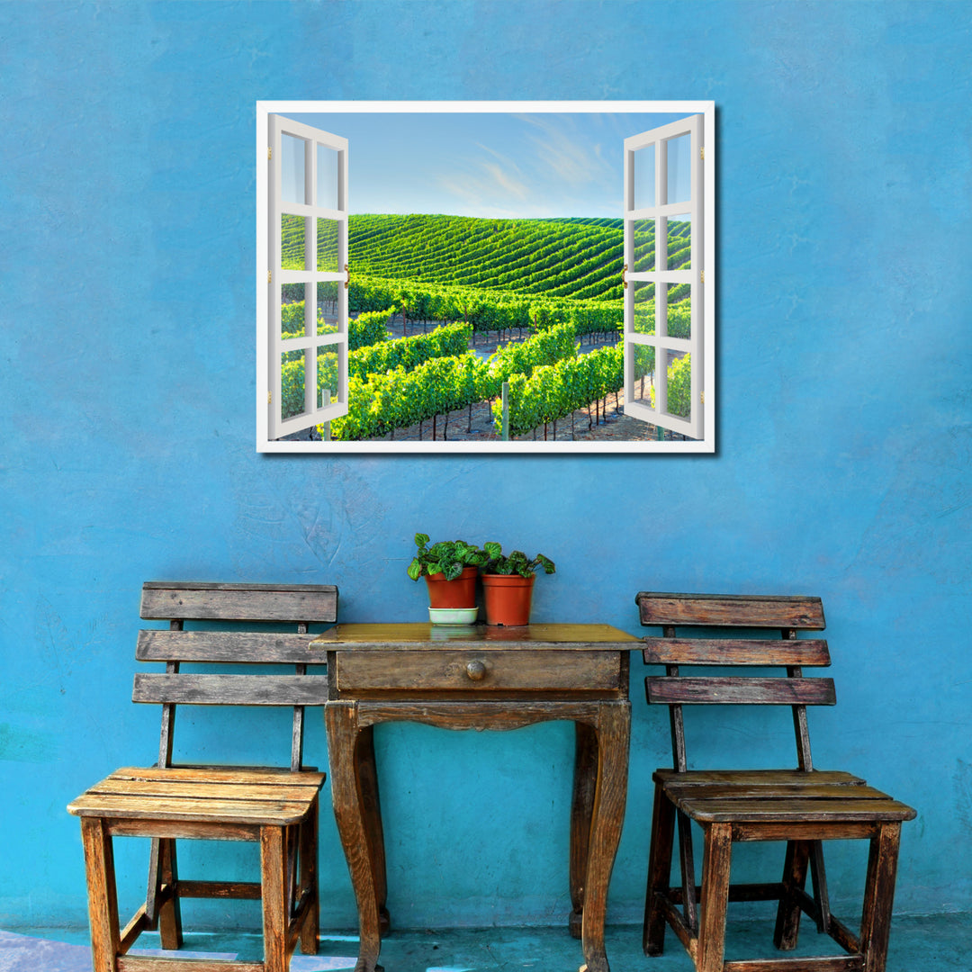 Winery Napa Valley Picture 3D French Window Canvas Print  Wall Frame Image 2
