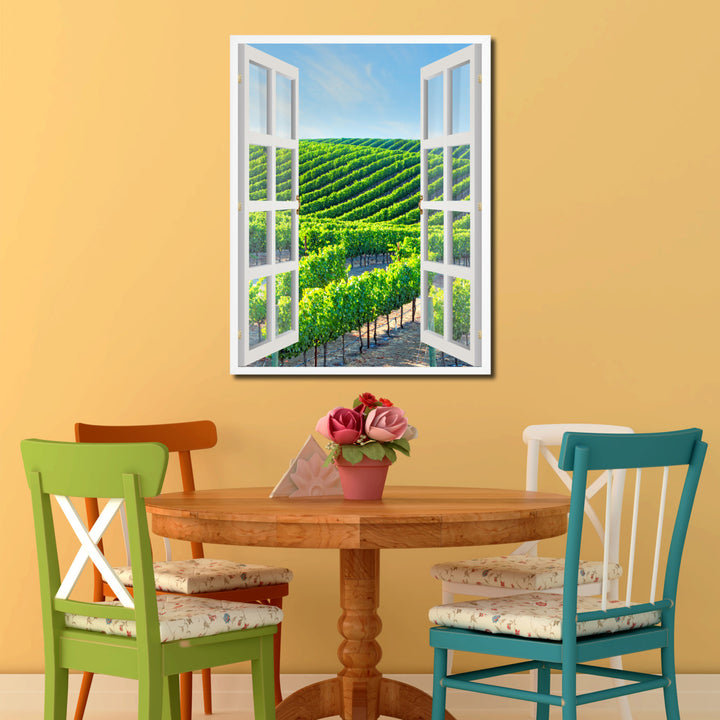 Winery Napa Valley Picture 3D French Window Canvas Print Gifts  Wall Frame Image 2