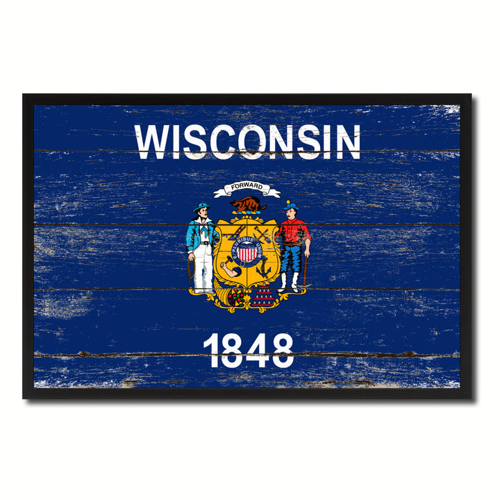 Wisconsin Flag Canvas Print with Picture Frame Gift Ideas  Wall Art Decoration Image 1