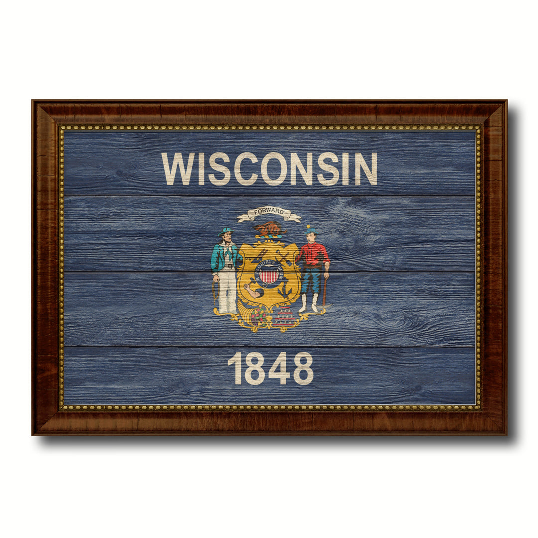 Wisconsin Texture Flag Canvas Print with Picture Frame Gift Ideas  Wall Art Decoration Image 1