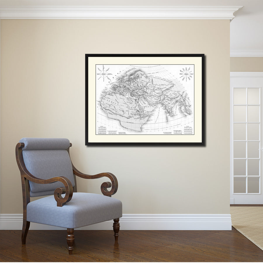 World In The Time Of Ptolomy Vintage BandW Map Canvas Print with Picture Frame  Wall Art Decoration Gift Ideas 37012 Image 1