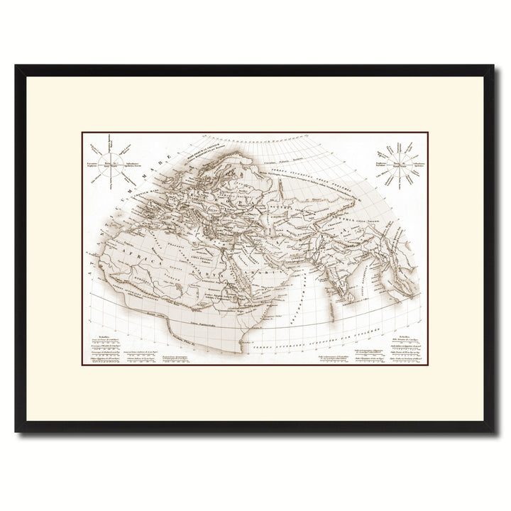 World In The Time Of Ptolomy Vintage Sepia Map Canvas Print with Picture Frame Gifts  Wall Art Decoration Image 1