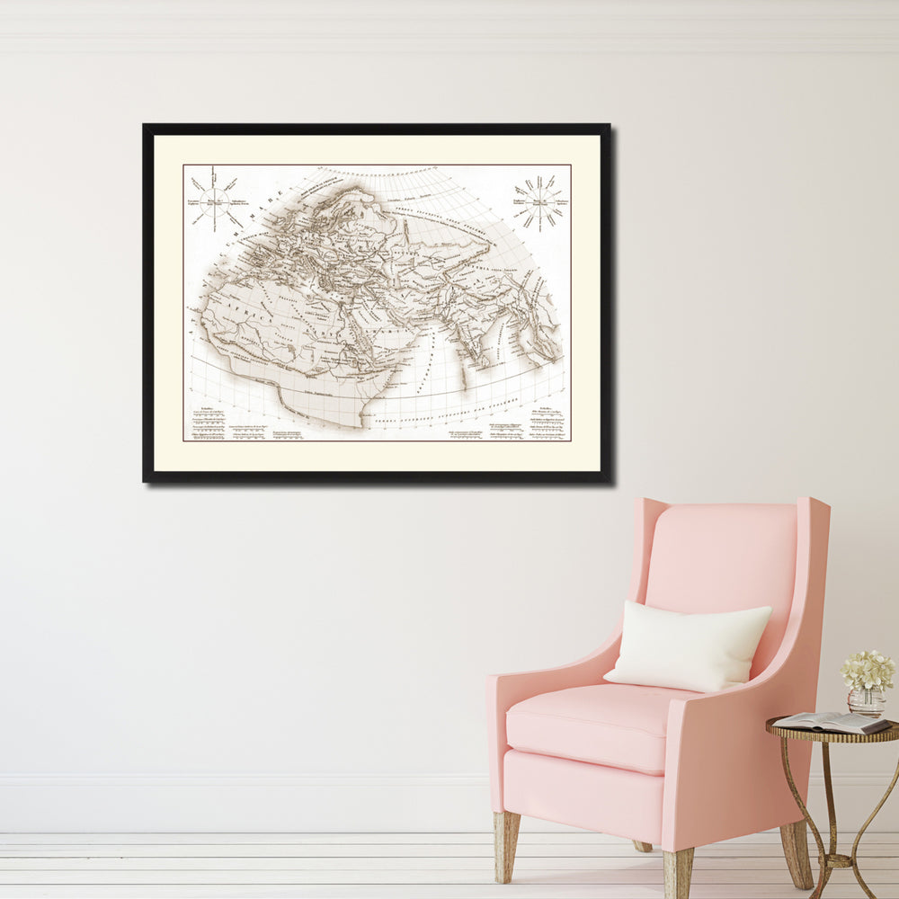 World In The Time Of Ptolomy Vintage Sepia Map Canvas Print with Picture Frame Gifts  Wall Art Decoration Image 2