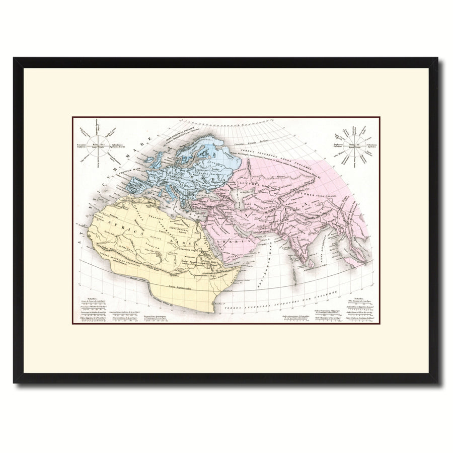 World In The Time Of Ptolomy Vintage Antique Map Wall Art  Gift Ideas Canvas Print Custom Picture Frame Image 1