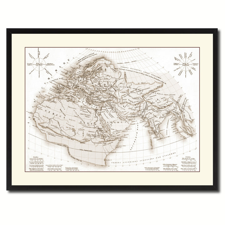 World In The Time Of Ptolomy Vintage Sepia Map Canvas Print with Picture Frame Gifts  Wall Art Decoration Image 3