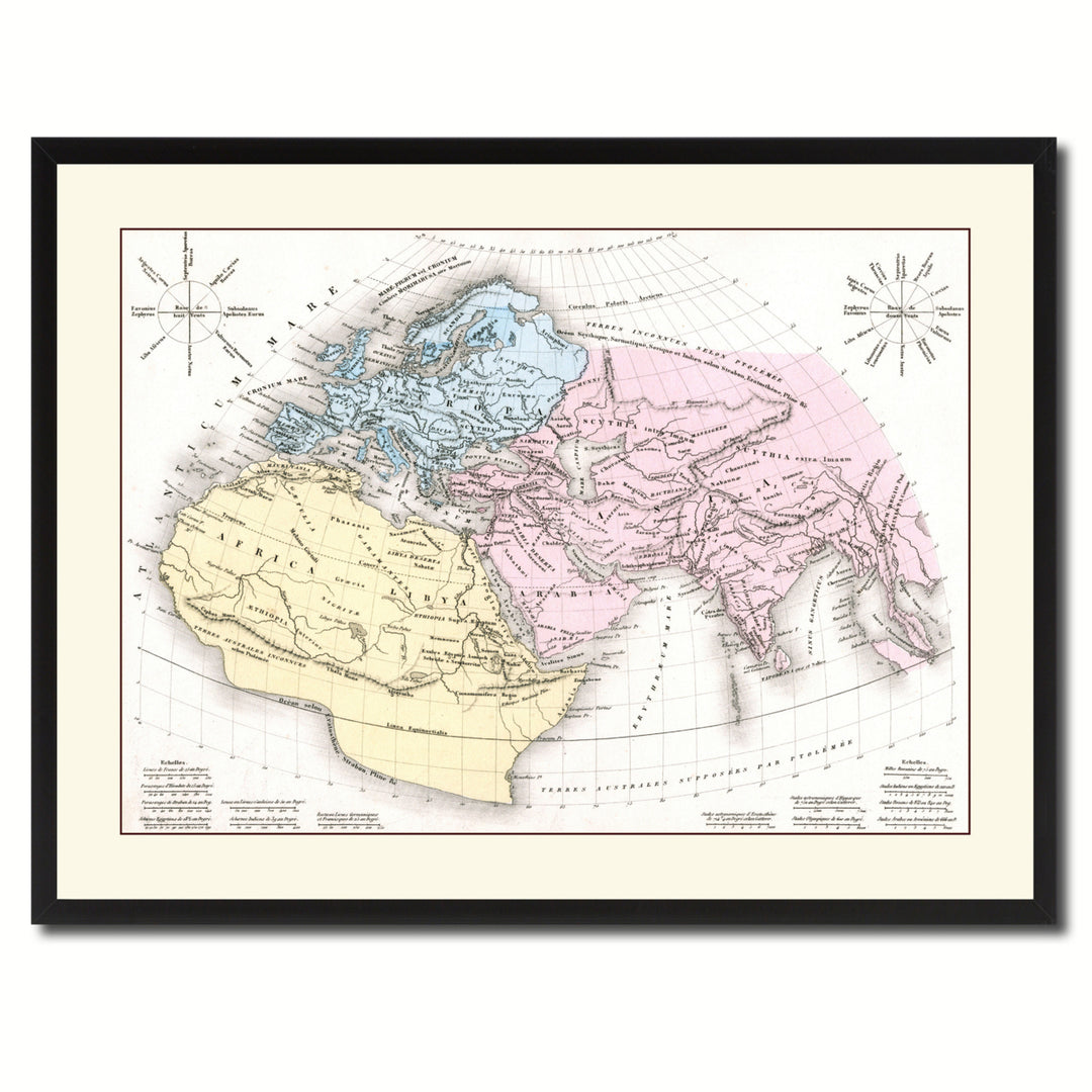 World In The Time Of Ptolomy Vintage Antique Map Wall Art  Gift Ideas Canvas Print Custom Picture Frame Image 3