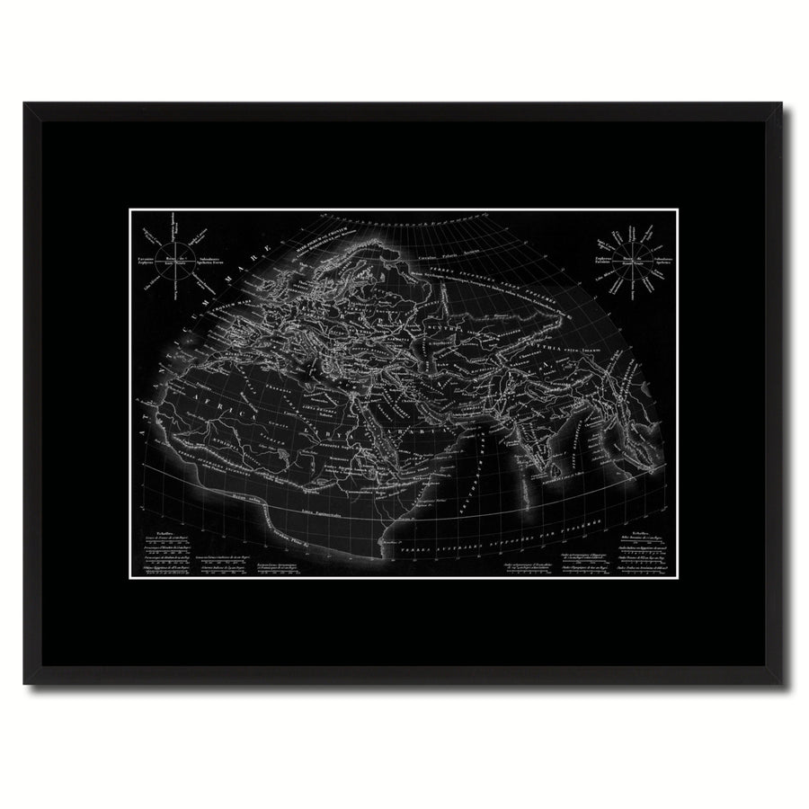 World In The Time Of Ptolomy Vintage Monochrome Map Canvas Print with Gifts Picture Frame  Wall Art Image 1