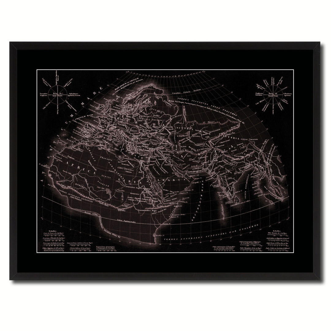World In The Time Of Ptolomy Vintage Vivid Sepia Map Canvas Print with Picture Frame  Wall Art Decoration Gifts Image 3