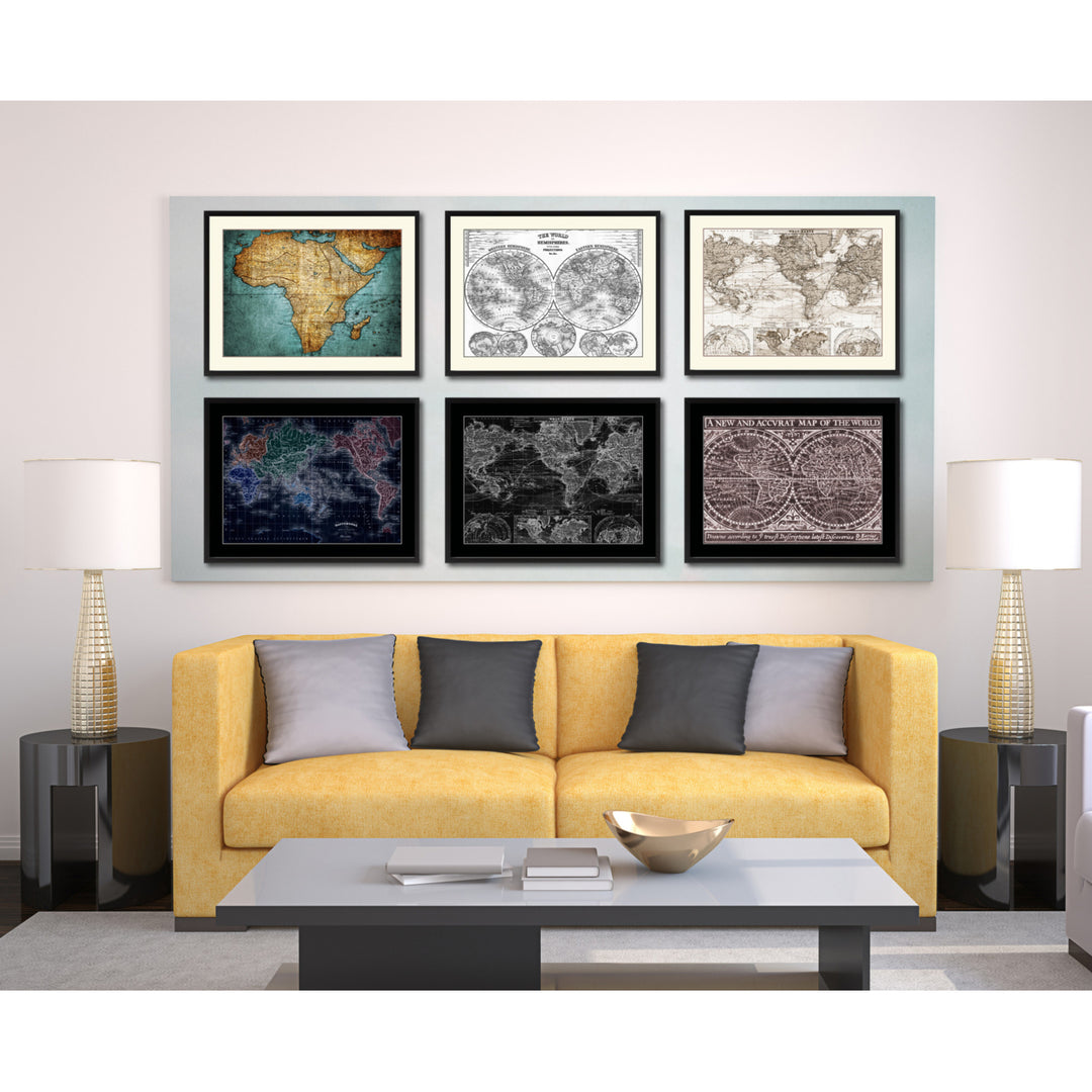 World Ocean Currents Vintage Sepia Map Canvas Print with Picture Frame Gifts  Wall Art Decoration Image 5