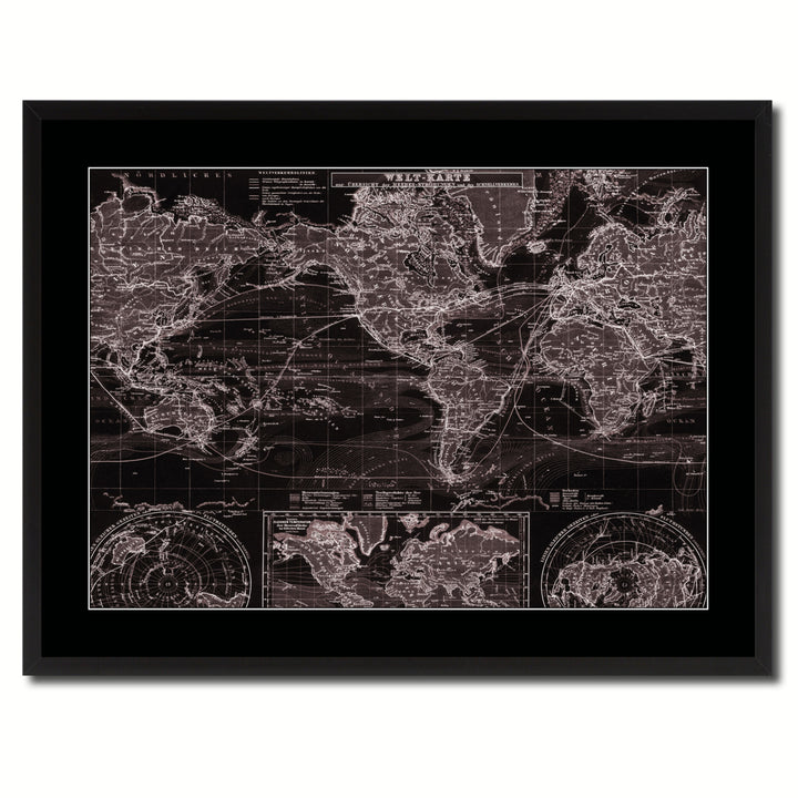 World Ocean Currents Vintage Vivid Sepia Map Canvas Print with Picture Frame  Wall Art Decoration Gifts 41066 Image 3