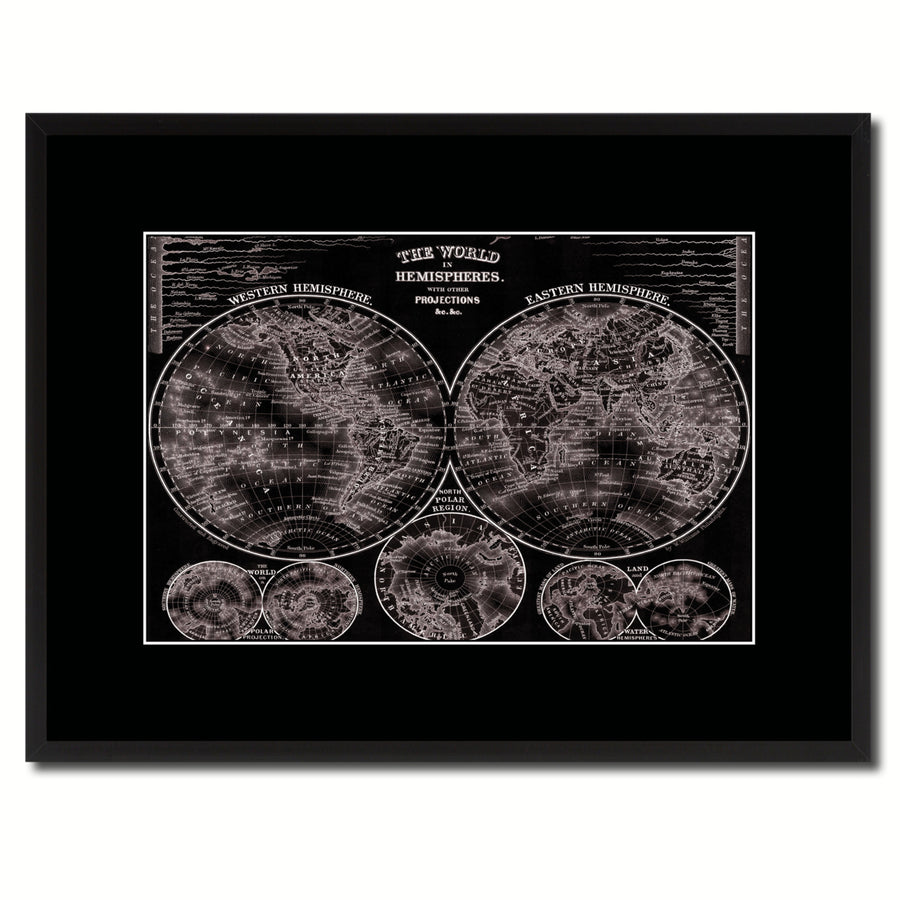 World Vintage Vivid Sepia Map Canvas Print with Picture Frame  Wall Art Decoration Gifts Image 1