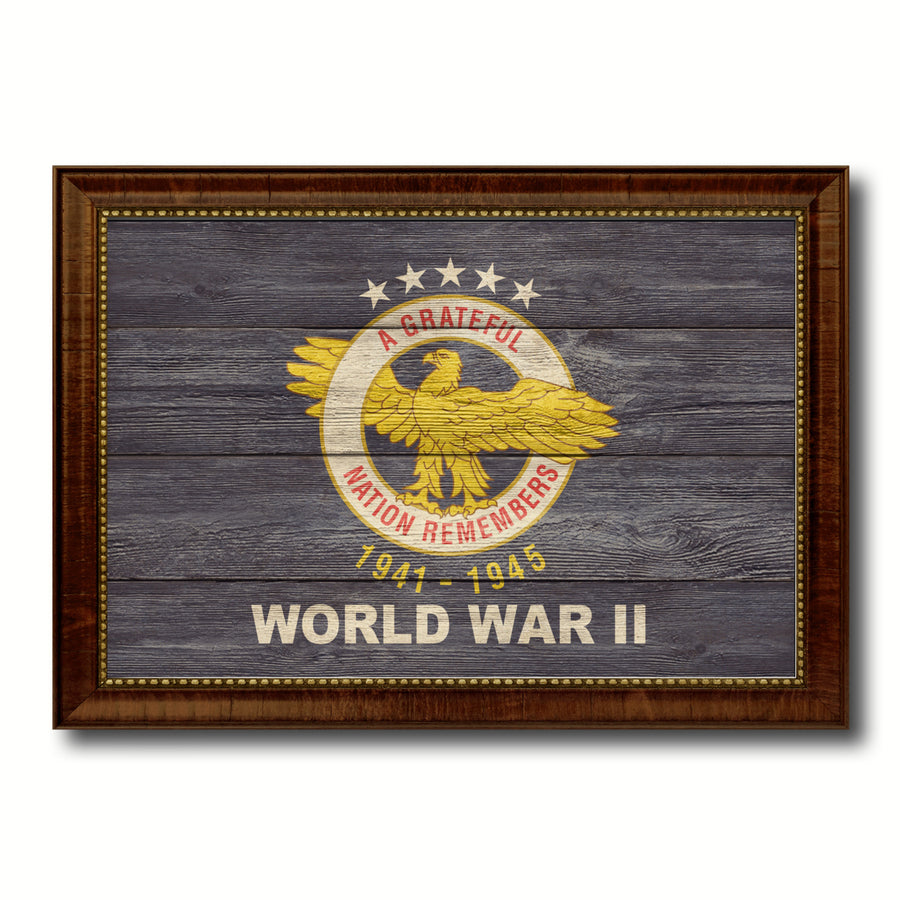World War 2 Military Textured Flag Canvas Print with Picture Frame  Wall Art Gifts Image 1
