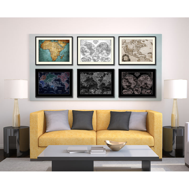 World Vintage Vivid Sepia Map Canvas Print with Picture Frame  Wall Art Decoration Gifts Image 5
