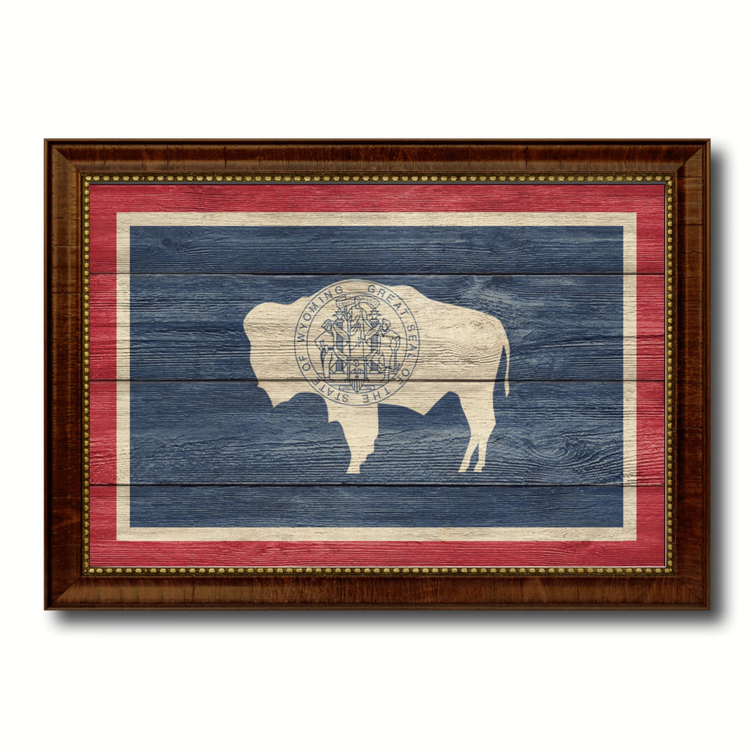 Wyoming Texture Flag Canvas Print with Picture Frame Gift Ideas  Wall Art Decoration Image 1