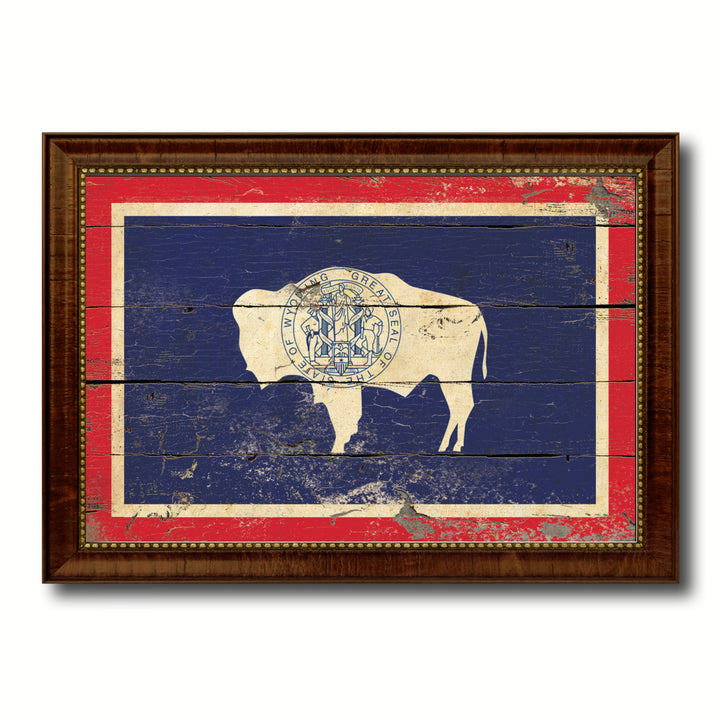 Wyoming Vintage Flag Canvas Print with Picture Frame Gift Ideas  Wall Art Decoration Image 1