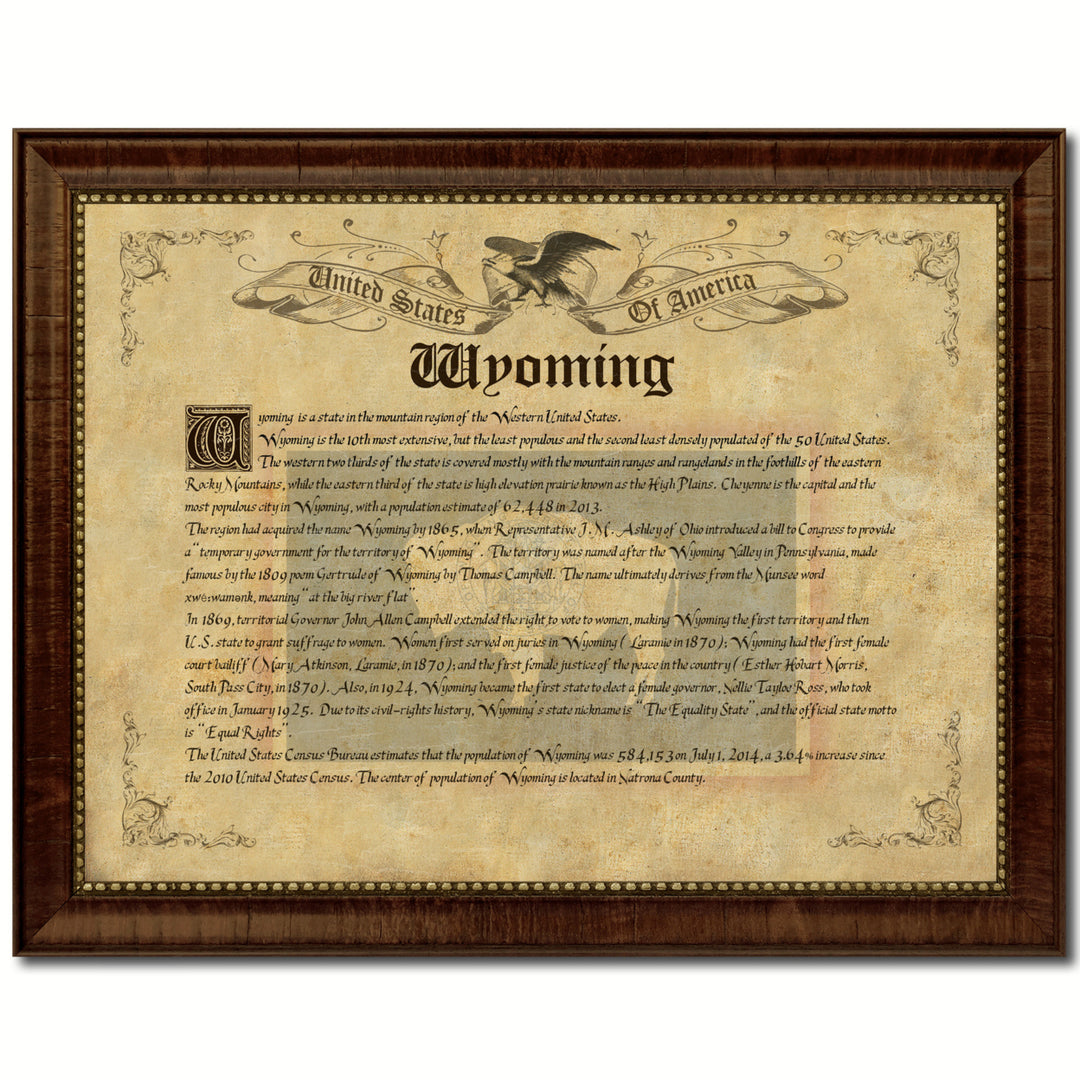 Wyoming State Vintage History Flag Canvas Print with Picture Frame  Wall Art Decoration Gift Ideas Image 1