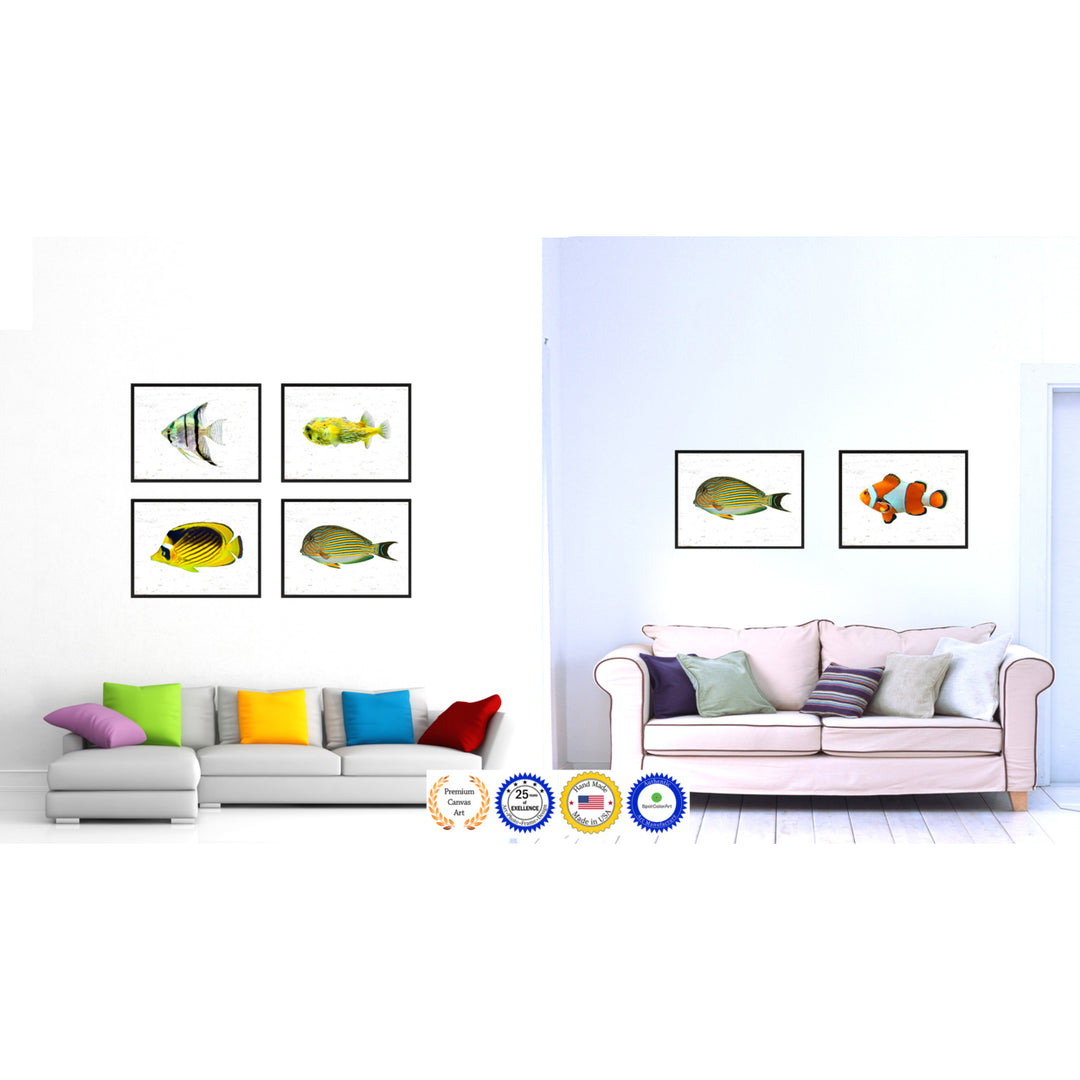 Yellow Tropical Fish Painting Reproduction Gifts  Wall Art Decoration Canvas Print with Picture Frame 14508 Image 2