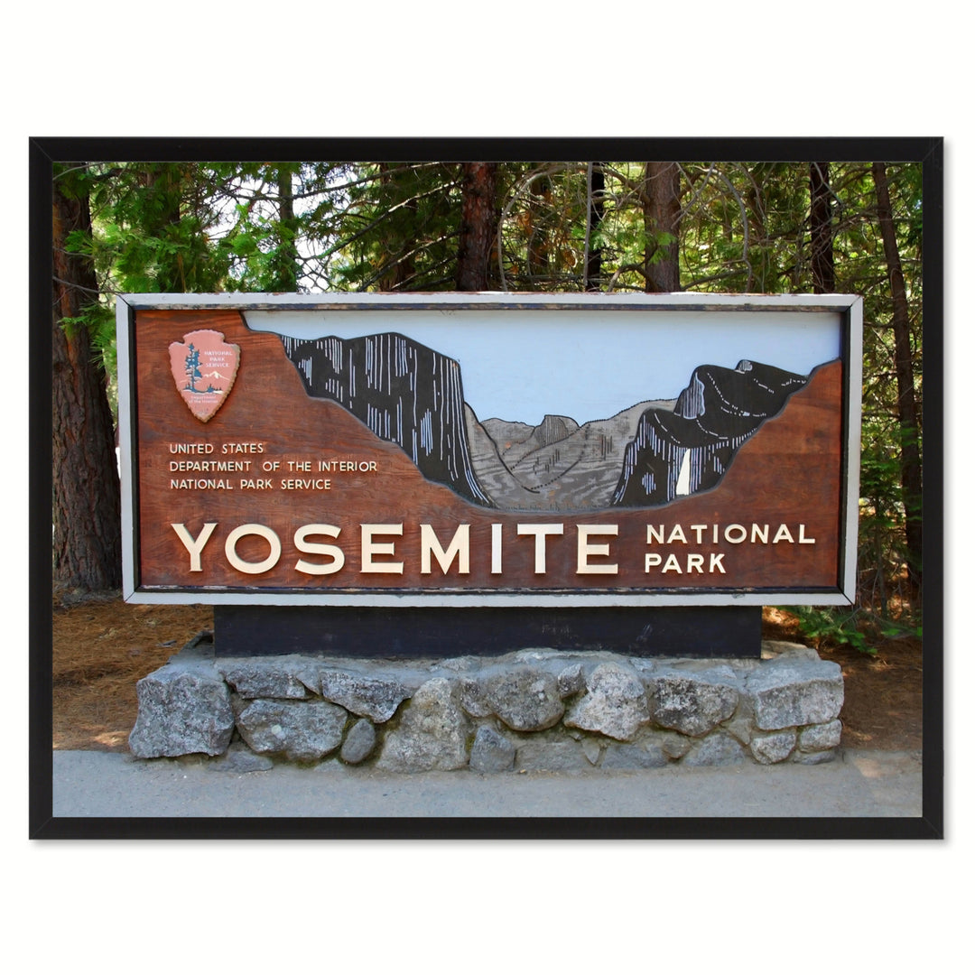 Yosemite National Park Sign Landscape Photo Canvas Print Pictures Frame  Wall Art Gifts Image 1