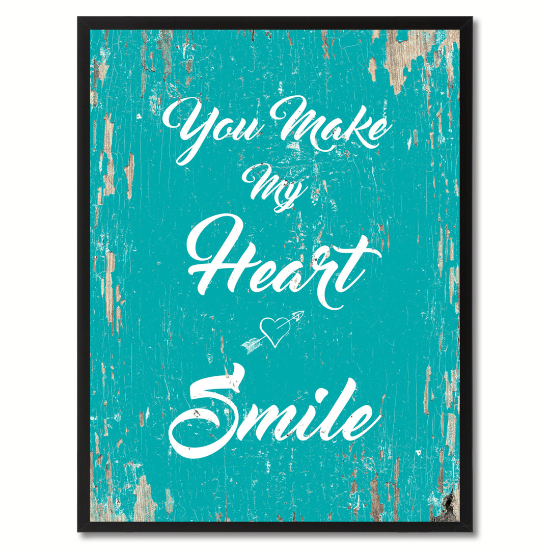 You Make My Heart Smile Saying Canvas Print with Picture Frame  Wall Art Gifts Image 1