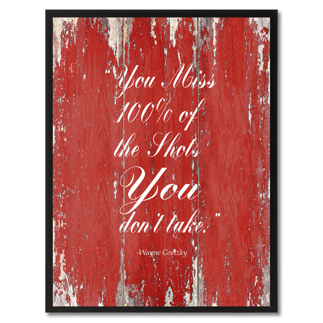 You Miss 100% Of The Shots You Dont Take - Wayne Gretzky Saying Canvas Print with Picture Frame  Wall Art Gifts Image 1