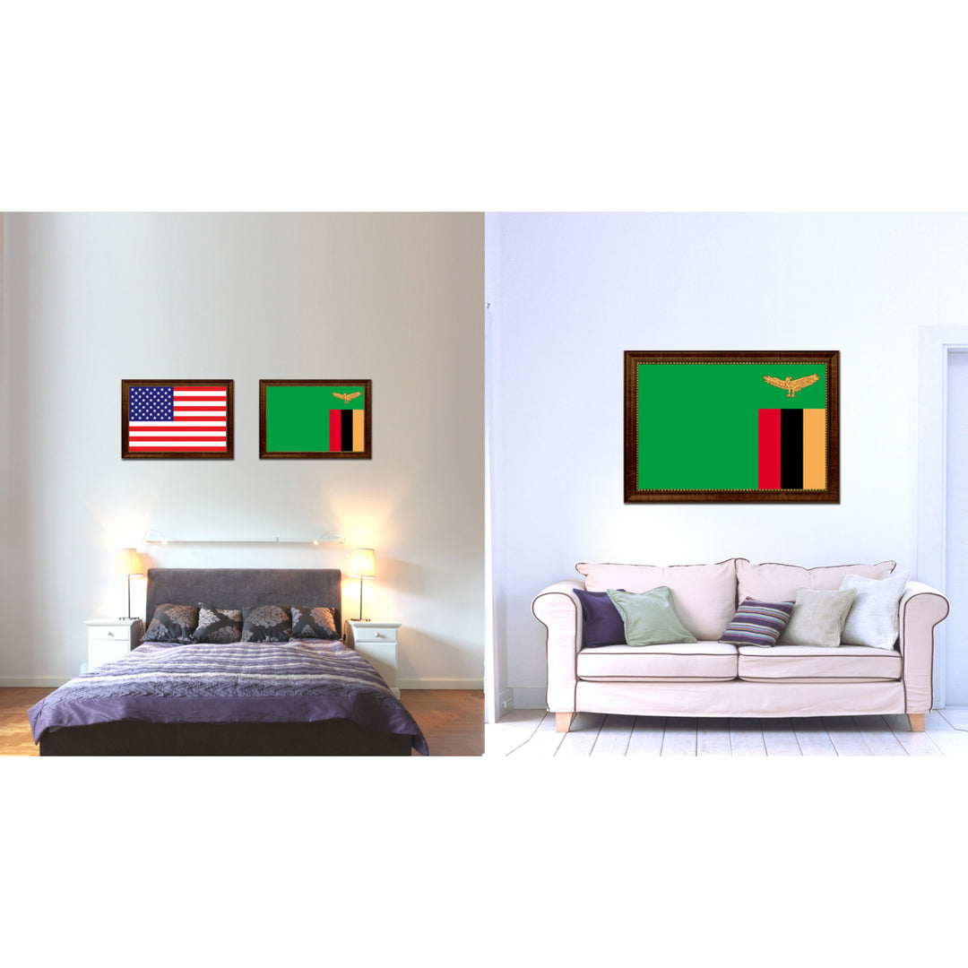 Zambia Country Flag Canvas Print with Picture Frame  Gifts Wall Image 2