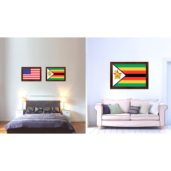 Zimbabwe Country Flag Canvas Print with Picture Frame  Gifts Wall Image 2