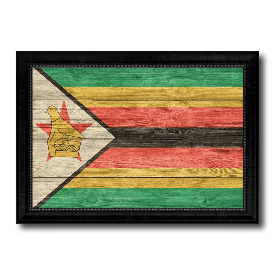 Zimbabwe Country Flag Texture Canvas Print with Picture Frame  Wall Art Gift Ideas Image 1