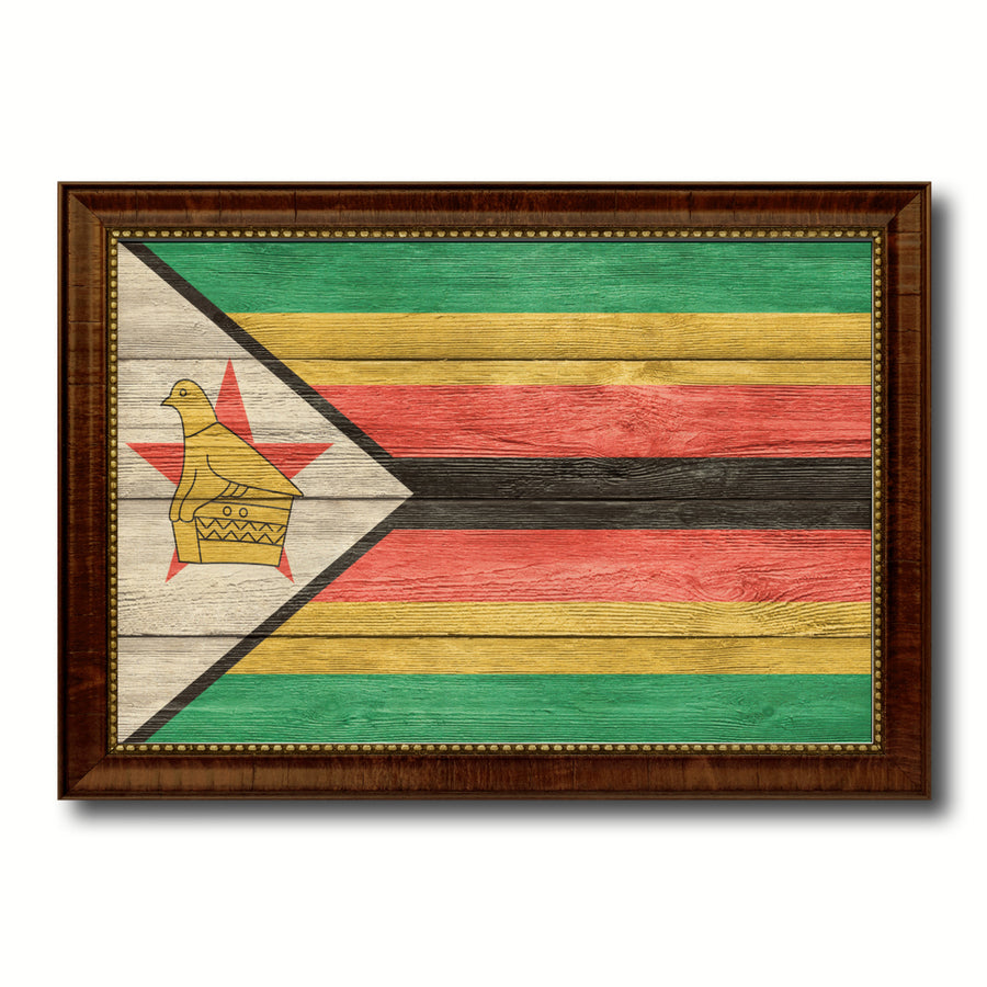 Zimbabwe Country Flag Texture Canvas Print with Custom Frame  Gift Ideas Wall Decoration Image 1