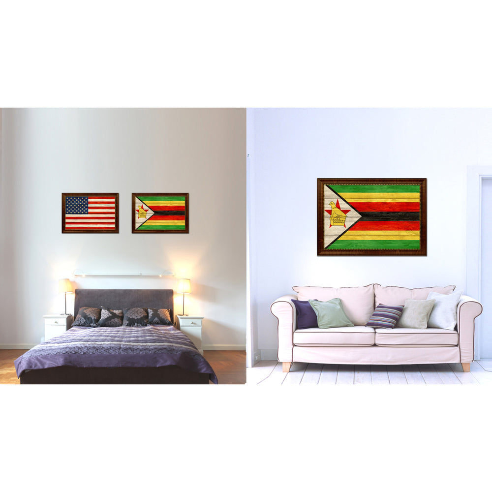 Zimbabwe Country Flag Texture Canvas Print with Custom Frame  Gift Ideas Wall Decoration Image 2
