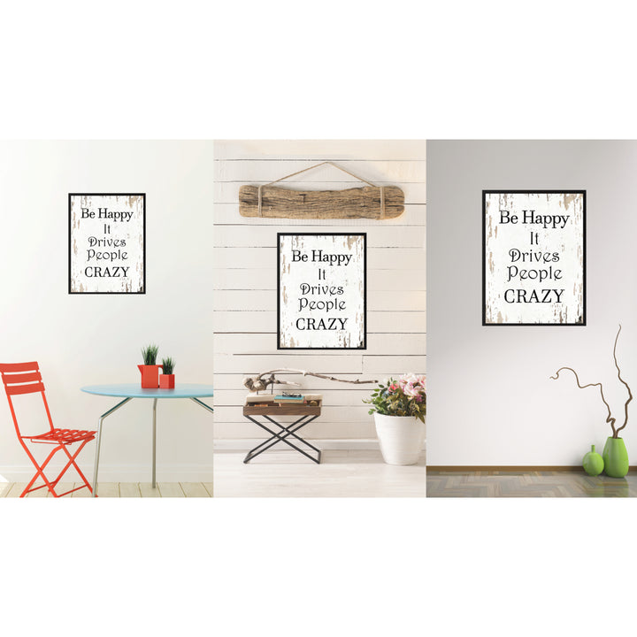 Be Happy It Drives People Crazy Inspirational Saying Canvas Print with Picture Frame  Wall Art Gifts - Image 2