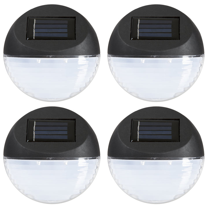 Pure Garden Round Solar LED Lights - Black - Set of 4 Image 3