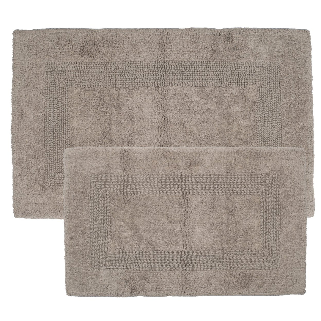 Lavish Home 100% Cotton Taupe Reversible Rug Set 2 Piece Oversized Standard Image 3