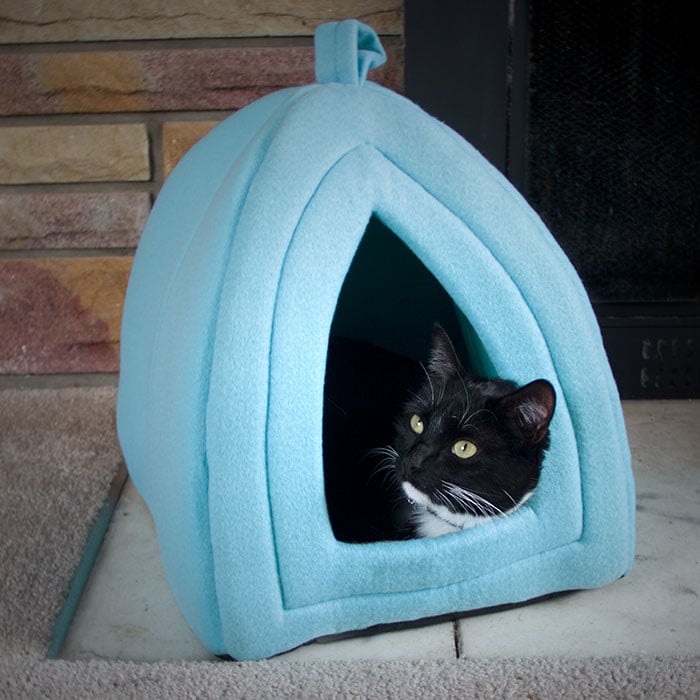 Blue Cat Tent Igloo Cave with Removable Pillow for Bed Helps Cat Feel Safe and Comfy Image 1