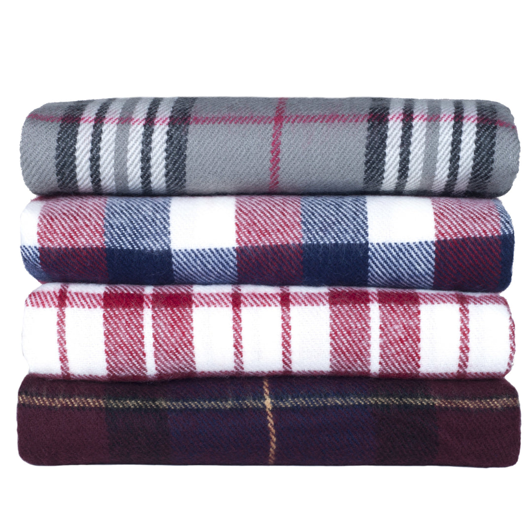 Lavish Home Cashmere-Like Blanket Throw Blue Red Plaid 50x60 Acrylic Tassel Image 4