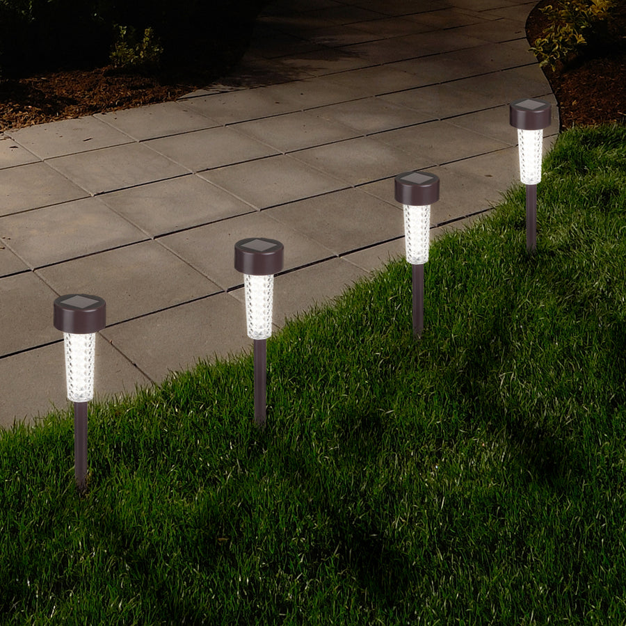 Pure Garden Solar Path Lights Set of 6 Bronze Textured LED Outdoor Lighting Image 1