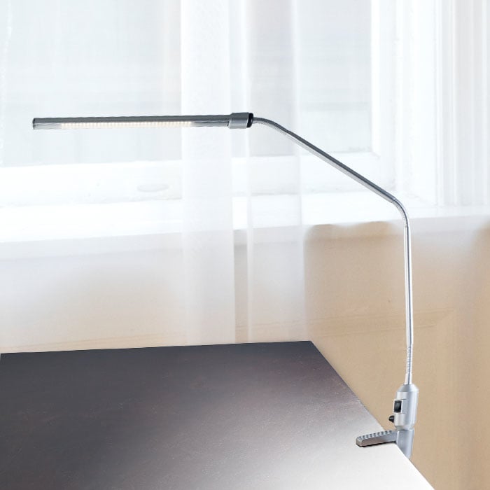 Lavish Home LED Clamp Desk Lamp Silver Adjustable Energy Efficient Flexible Neck Image 1