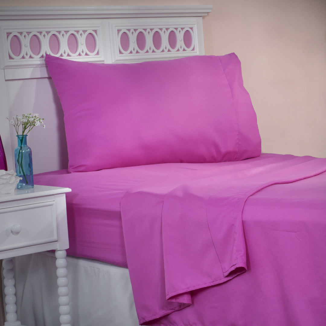 Lavish Home Series 1200 3 Piece Twin Sheet Set - Pink Image 2