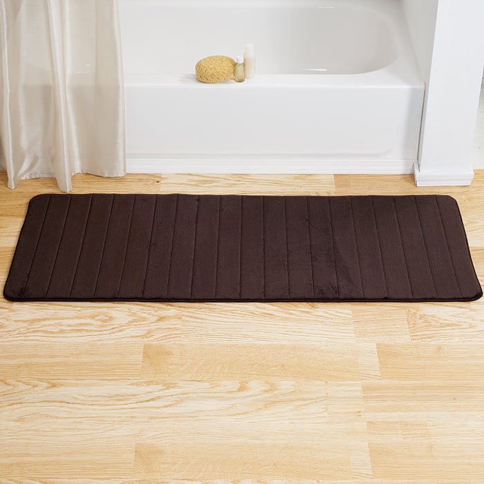 Lavish Home Extra Long Memory Foam Bath Mat Chocolate 24x60 Soft Absorbent Image 1