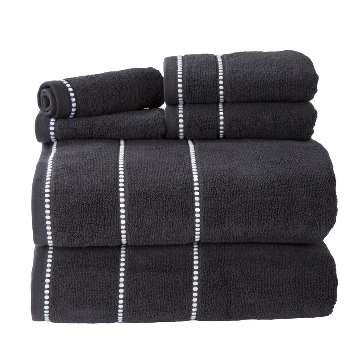 Lavish Home Quick Dry 100% Cotton Black Towel Set 6 Pieces Soft Absorbent Image 3