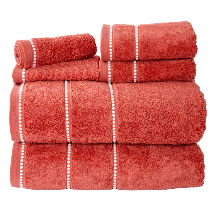 Lavish Home 6 Piece Quick Dry Towel Set 100% Cotton Brick Color Zero Twist Image 3