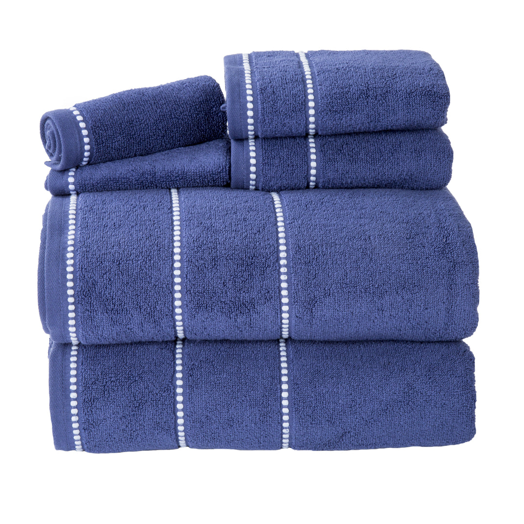 Lavish Home 100% Cotton Quick Dry Towel Set Navy 6 Piece Bath Hand Washcloths Image 3