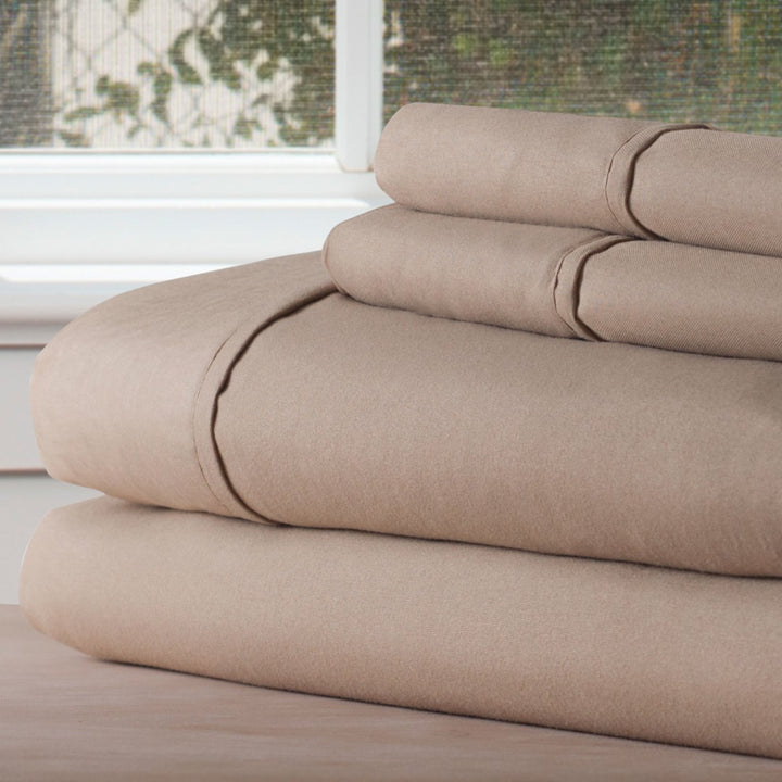 Lavish Home Series 1200 4 Piece King Sheet Set - Taupe Image 2