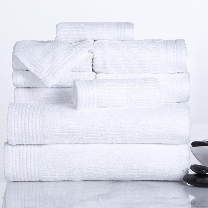 Lavish Home Ribbed 100% Cotton 10 Piece Towel Set - White Image 1