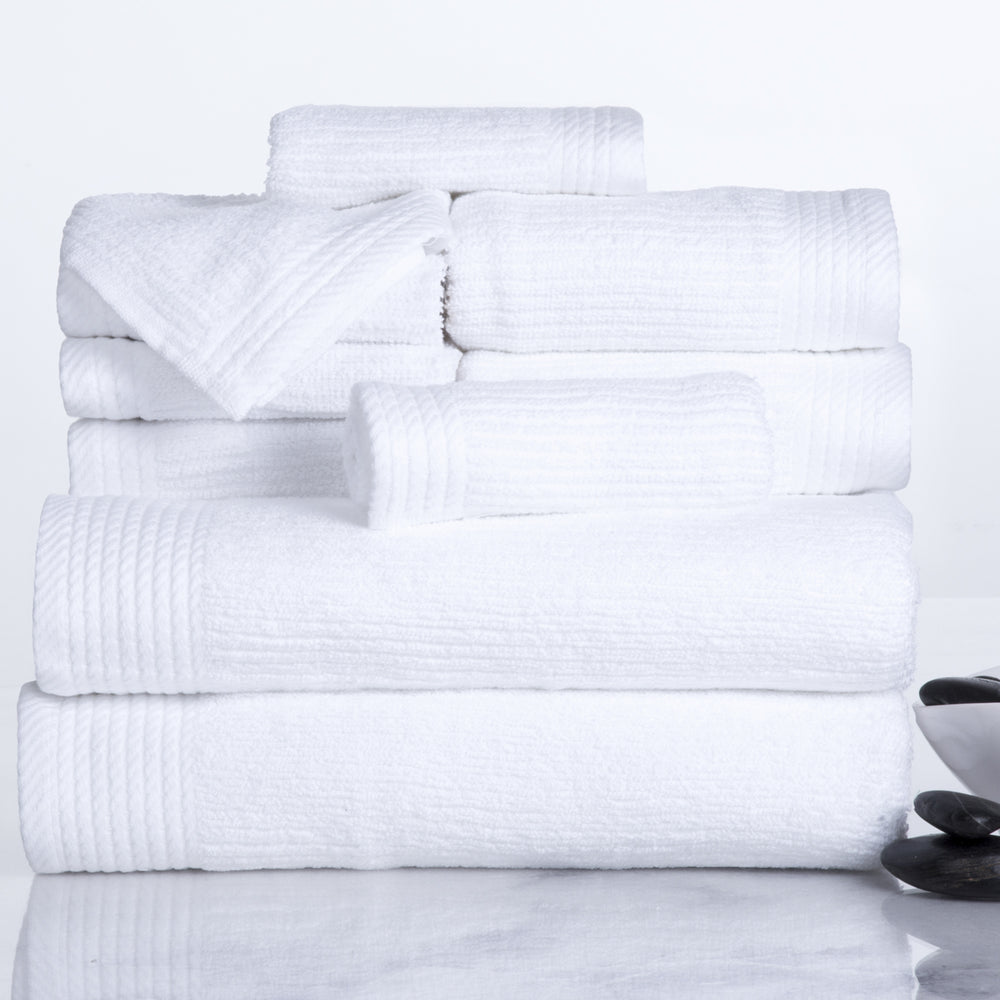 Lavish Home Ribbed 100% Cotton 10 Piece Towel Set - White Image 2