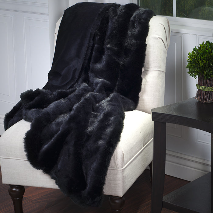 Lavish Home Luxury Long Haired Faux faux Throw - Black Image 1