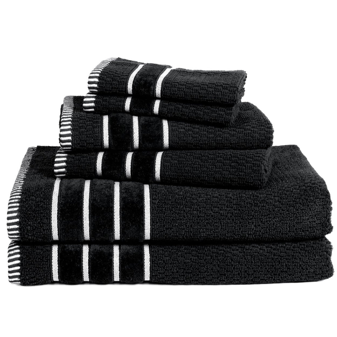 Lavish Home 100% Cotton Rice Weave 6pc Towel Set Black Soft Absorbent 625 GSM Image 3