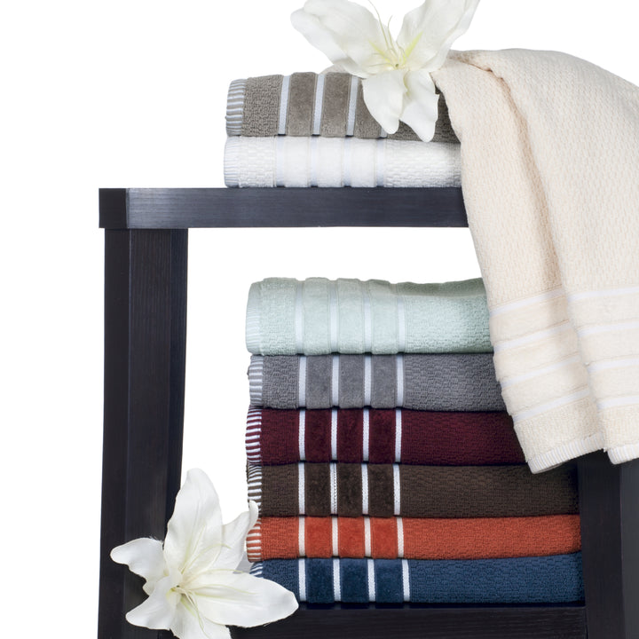 Lavish Home 6 Piece Cotton Towel Set Burgundy Soft Absorbent Rice Weave 625 GSM Image 4