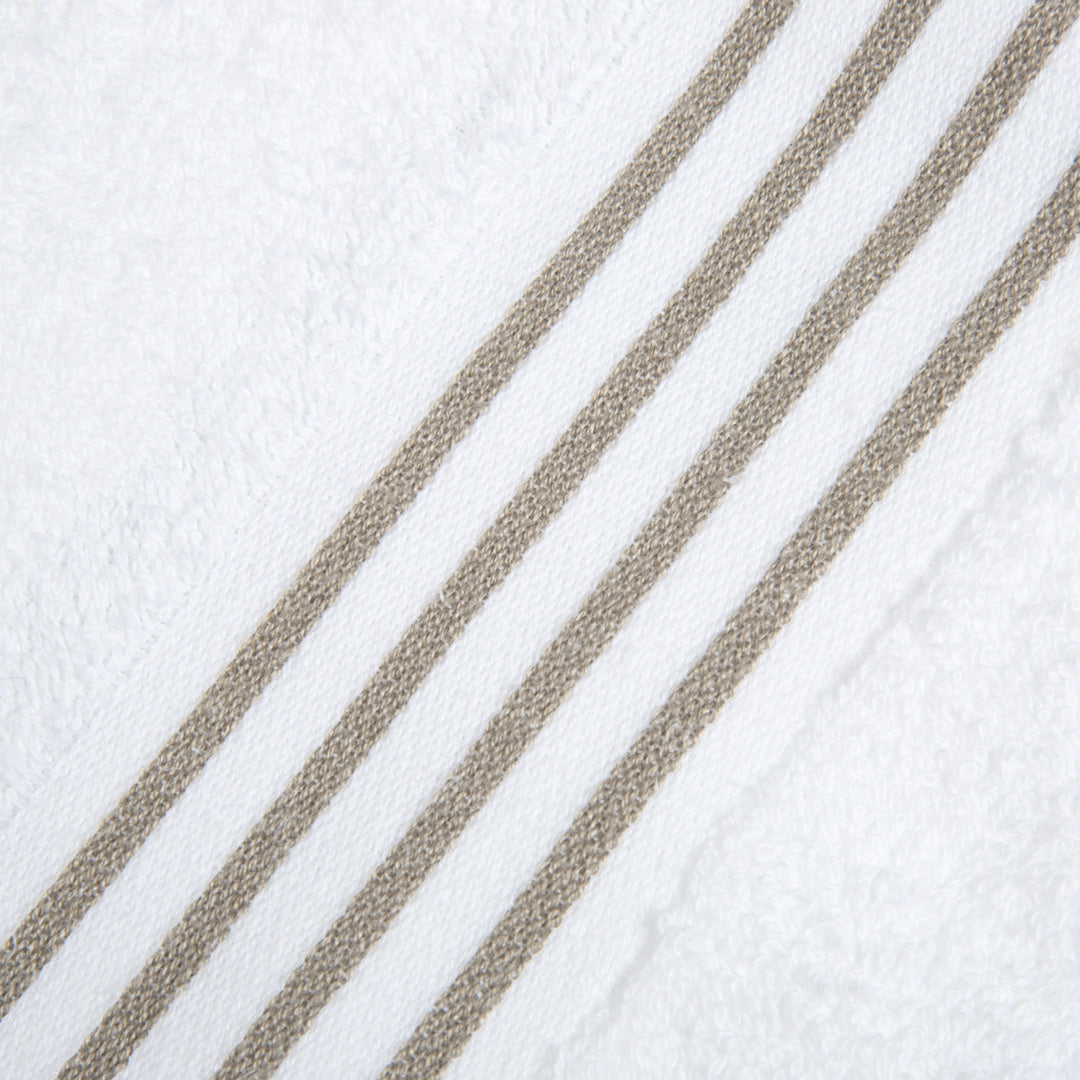 Lavish Home Rio 8 Piece 100% Cotton Towel Set - White and Taupe Image 4