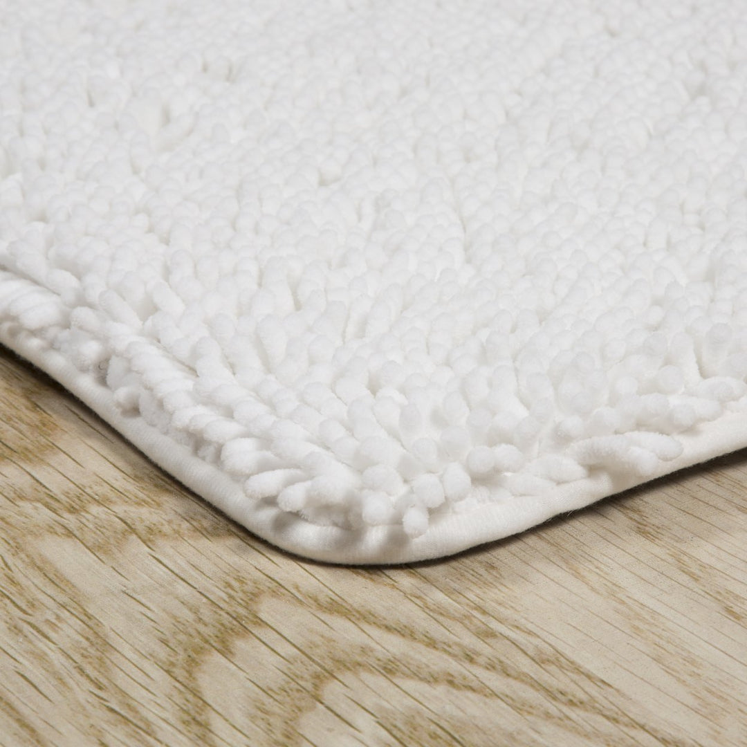 Lavish Home 2 Piece Memory Foam Shag Bath Mat - White Image 3